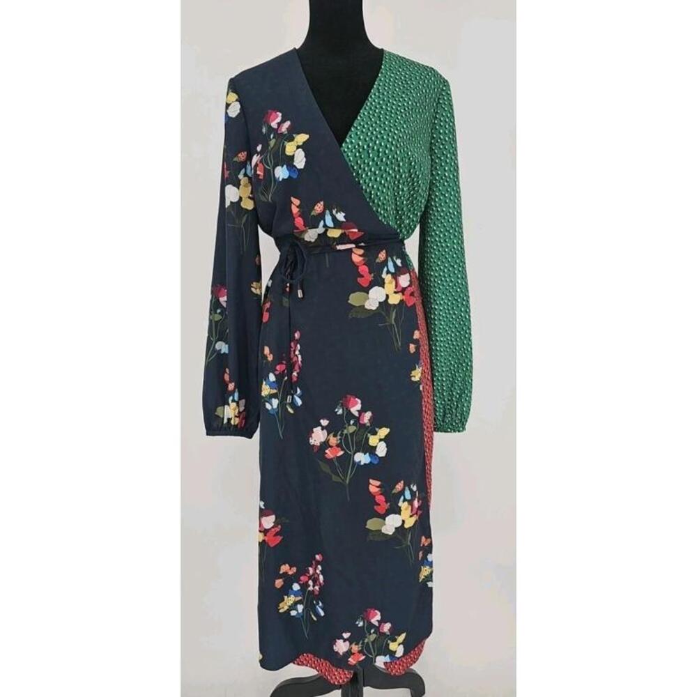 Ted Baker London Lilac Dress 6-8 Multi-patttern Satin Midi Wrap Dress 3